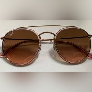 Ray-Ban Round Double Bridge - Rose Gold Frame/Brown Gradient Lens MSRP $189